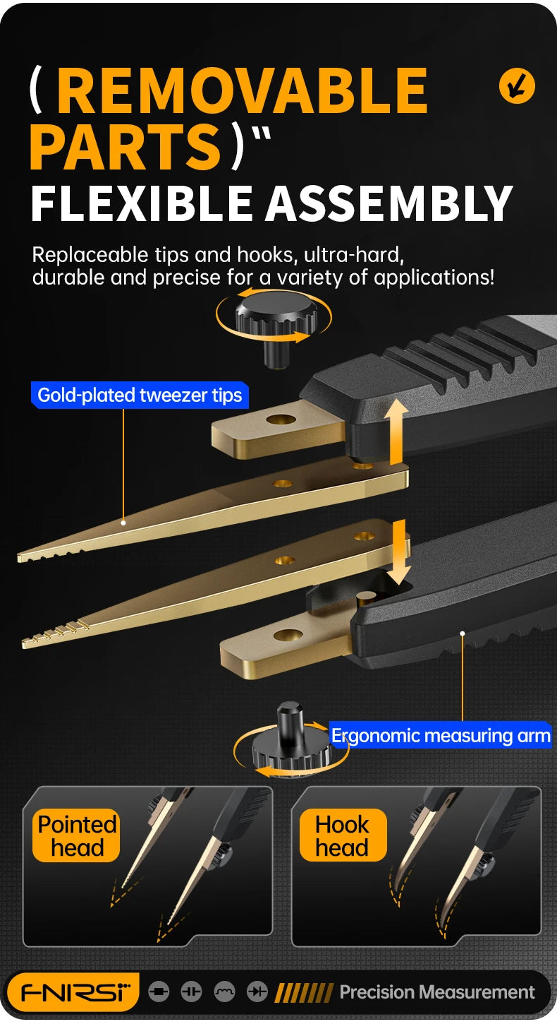 FNIRSI LCR-ST1 Mini pince à épiler intelligente LCR SMD ESR testeur résistance capacité Inductance continuité Diode Test outils de mesure