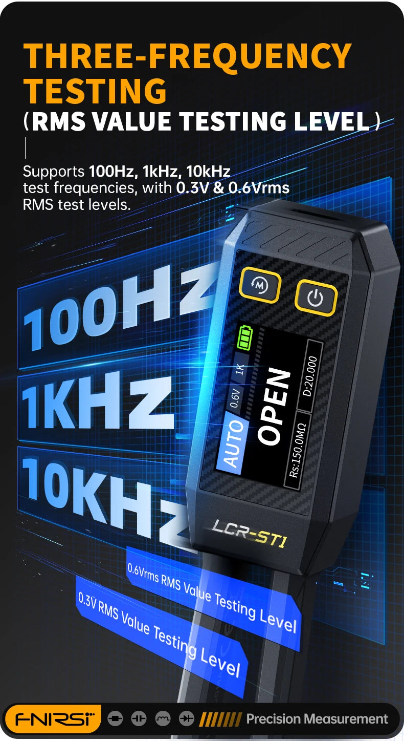 FNIRSI LCR-ST1 Mini pince à épiler intelligente LCR SMD ESR testeur résistance capacité Inductance continuité Diode Test outils de mesure