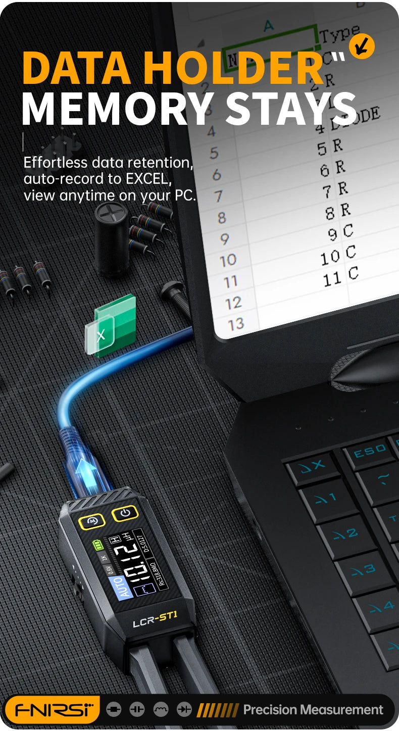 FNIRSI LCR-ST1 Mini pince à épiler intelligente LCR SMD ESR testeur résistance capacité Inductance continuité Diode Test outils de mesure