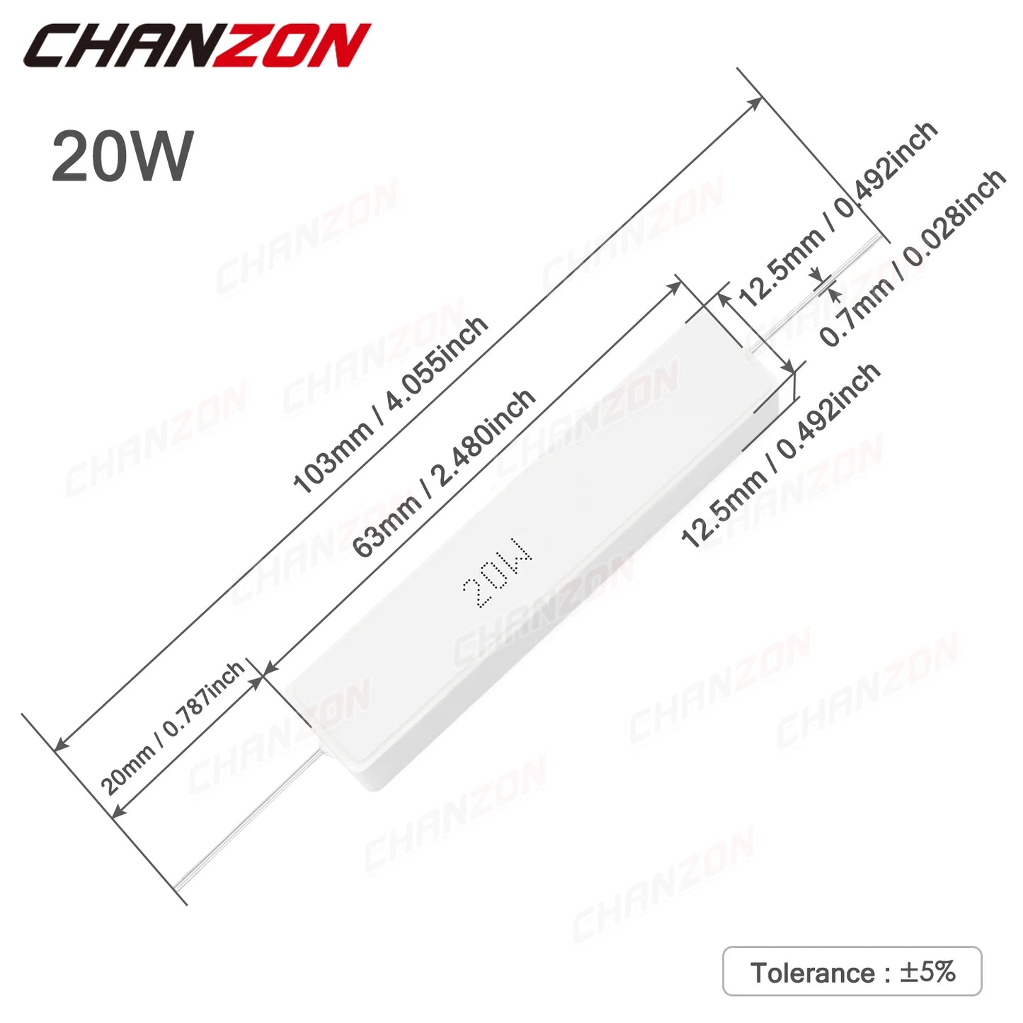 10 pièces 20W 5% résistances bobinées de ciment 0.1 - 20K Ohm 20Watt résistance céramique enroulée de fil fixe inductif 0.33 1 2.5 10 15 2R2