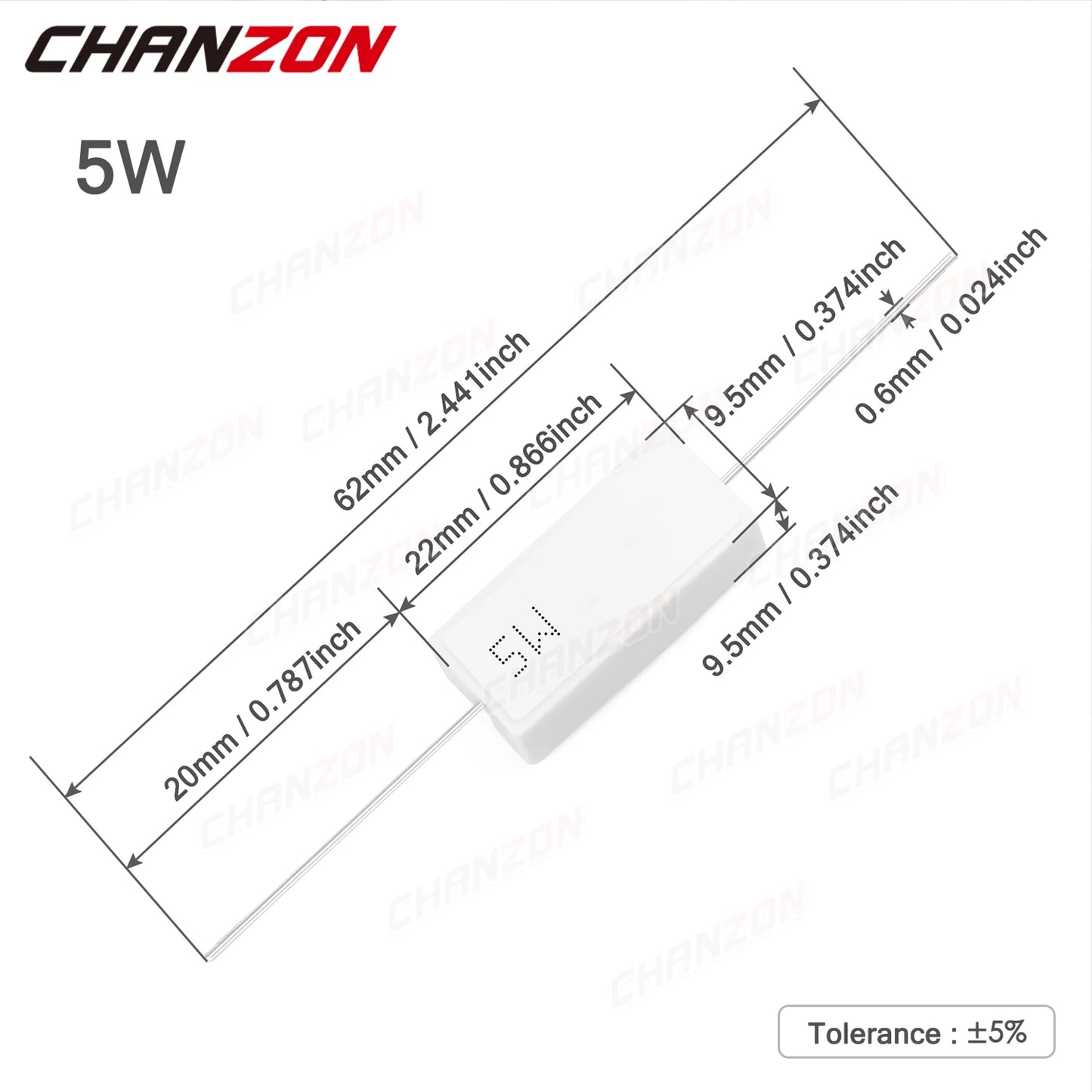 10 pièces 5W 5% résistances bobinées de ciment 0.22 0.33 0.47 50 100 330 1K 10K Ohms 5Watt résistance en céramique enroulée de fil fixe inductif
