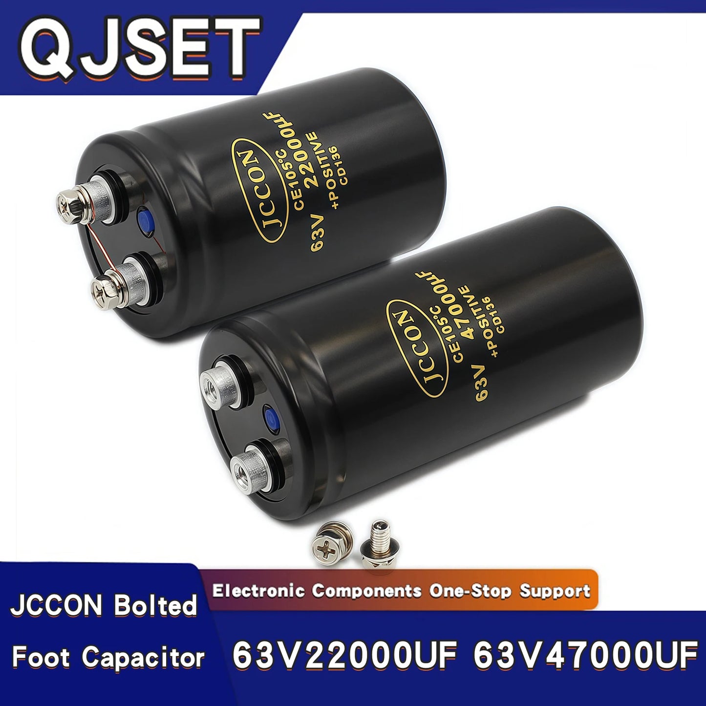 1 pièces 63v 22000uf 63v 47000uf nouveau condensateur à montage sur boulon JCCON adapté aux onduleurs/Machine à souder/grands condensateurs à vis