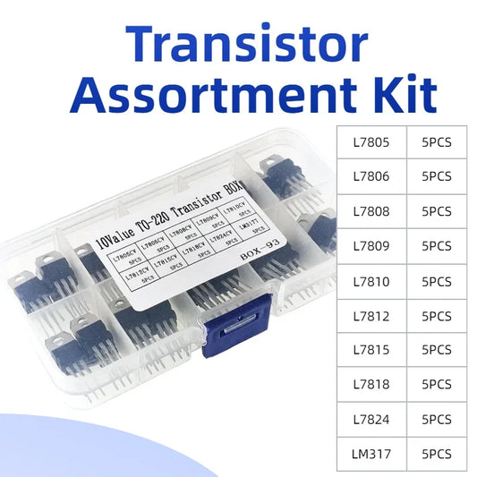 Kit d'assortiment de transistors, boîte de régulateur de tension, 50 pièces, L7805 L7806 LM317T L7808 L7809 L7810 L7812 L7815 L7818 L7824