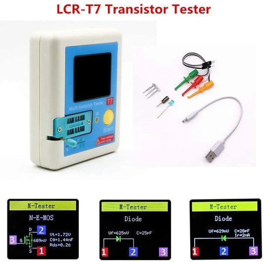 LCR-T7 T7-H testeur de Transistor TFT Diode Triode compteur de capacité LCR ESR mètre NPN PNP MOSFET IR testeur multifonction multimètre