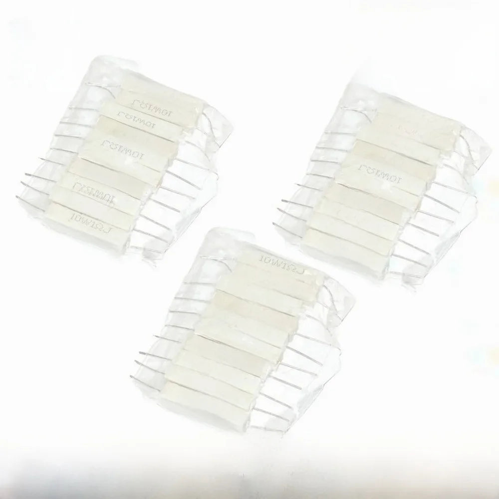 10 pièces, résistance en ciment céramique 10W 5% dans un paquet 0.1R 0.22 0.33 0.5 Ohm 6.8K 0.25R 0.5R 3R 12R 100R 1K 10K résistances Non inductives