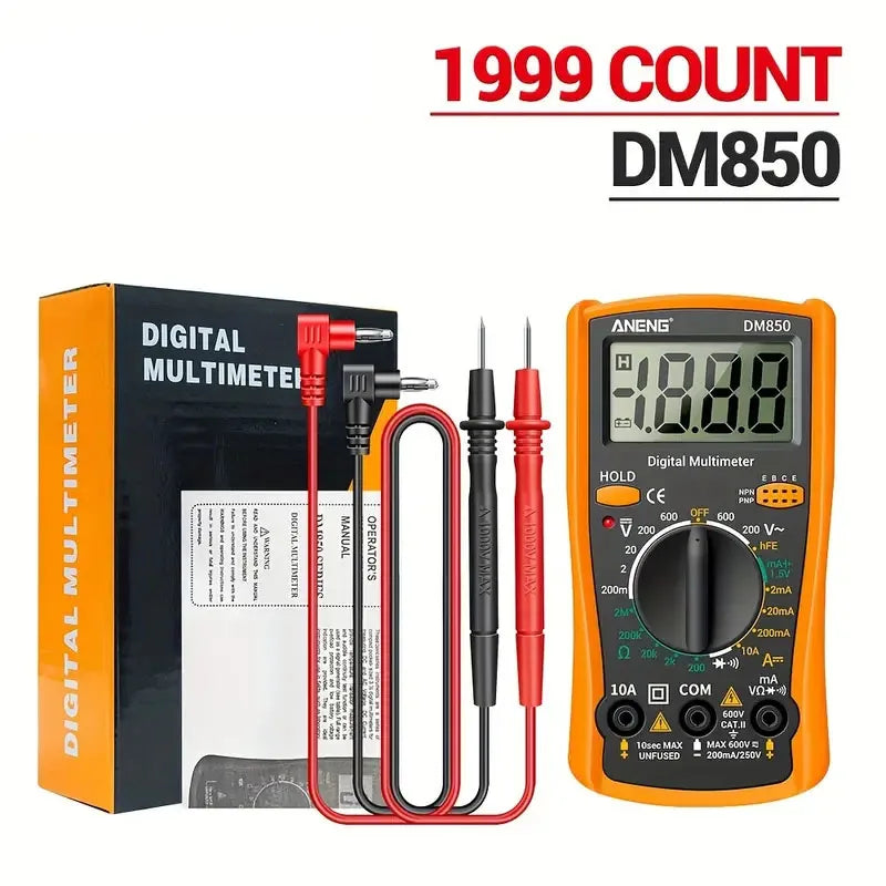 Multimètre numérique professionnel DM850 1999, testeur de tension AC/DC automatique, ampèremètre de courant Ohm, sonde de Test, outil de détection professionnel