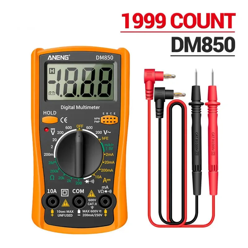 Multimètre numérique professionnel DM850 1999, testeur de tension AC/DC automatique, ampèremètre de courant Ohm, sonde de Test, outil de détection professionnel