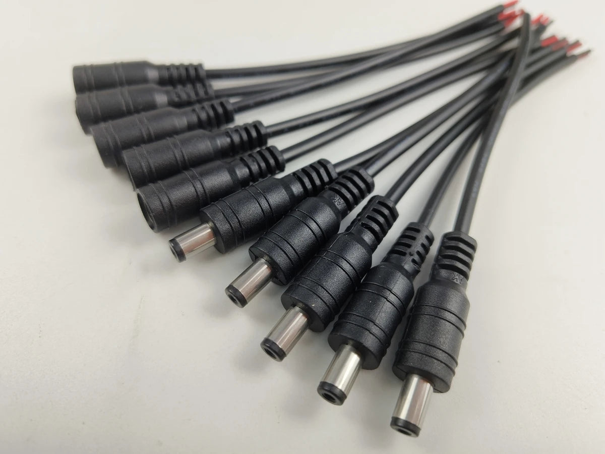 Câble d'Alimentation Mâle et Femelle de 5/10x5.5mm, Connecteur d'Adaptateur Jack pour CCTV, Document Unique 2.1, 3528, Bande Lumineuse LED, 1/5050 Pièces