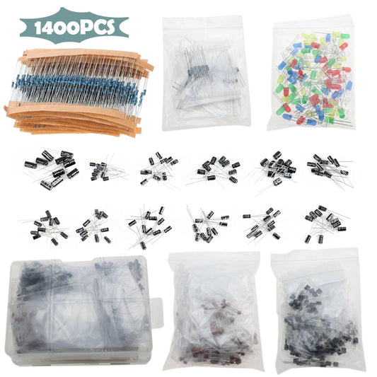 Kit de boîte de coordinateur électronique, film métallique, résistance, ul, puzzles électrolytiques, pièces de bricolage à diode LED en céramique, 1400 pièces
