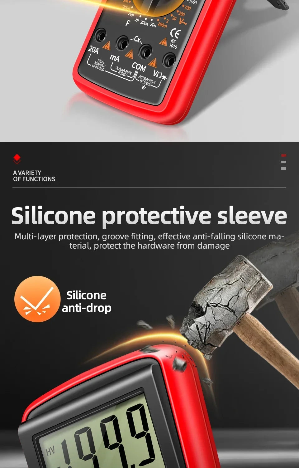 ANENG DT9205A multimètre numérique testeur de Transistor AC/DC compteur de Test électrique NCV professionnel analogique gamme automatique multimètre