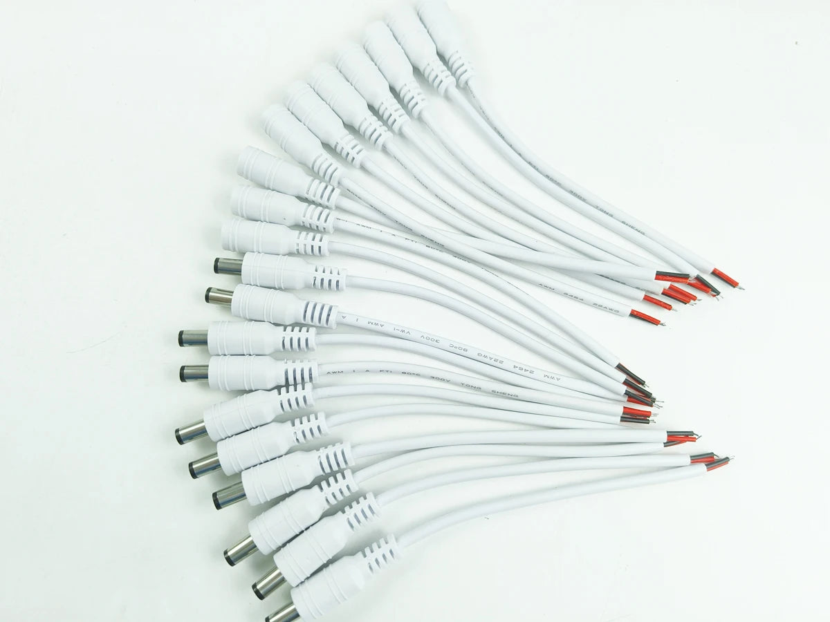 Câble d'Alimentation Mâle et Femelle de 5/10x5.5mm, Connecteur d'Adaptateur Jack pour CCTV, Document Unique 2.1, 3528, Bande Lumineuse LED, 1/5050 Pièces