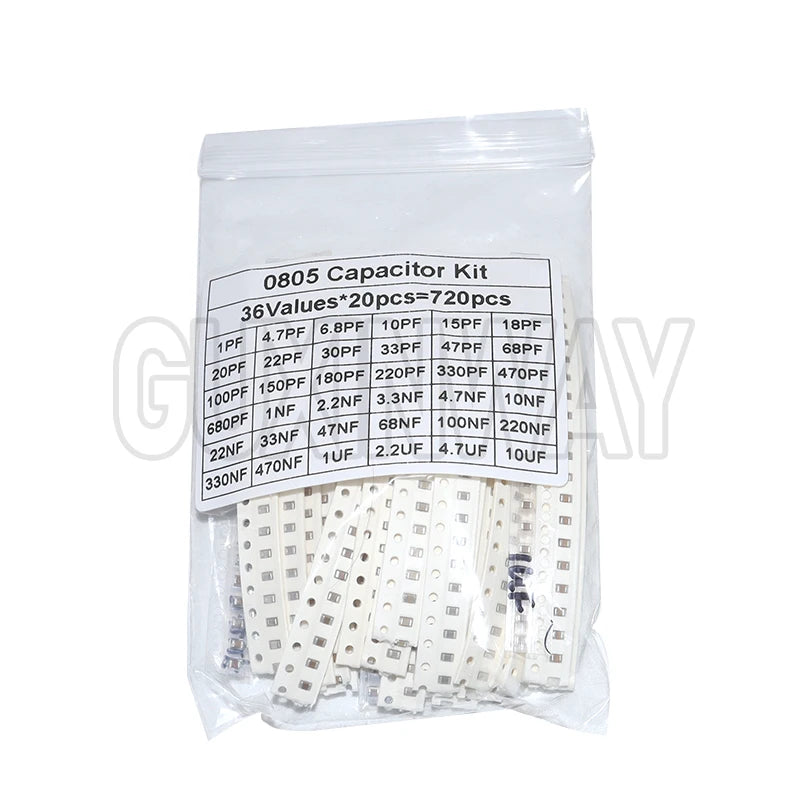 320 pièces 720 pièces 0603 0805 1206 Kit de condensateur SMD Kit assorti 16/36/values 1PF ~ 1UF