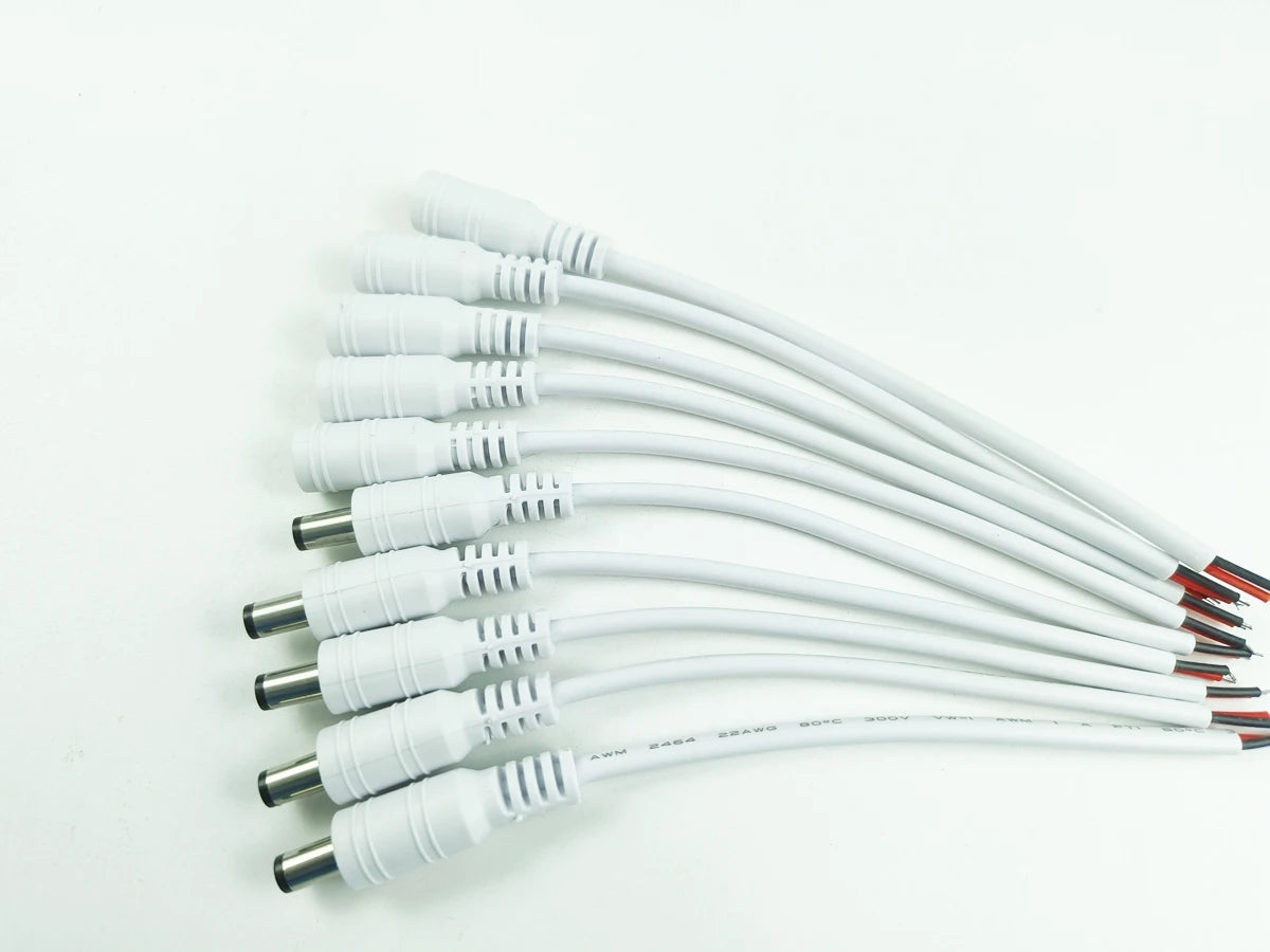 Câble d'Alimentation Mâle et Femelle de 5/10x5.5mm, Connecteur d'Adaptateur Jack pour CCTV, Document Unique 2.1, 3528, Bande Lumineuse LED, 1/5050 Pièces