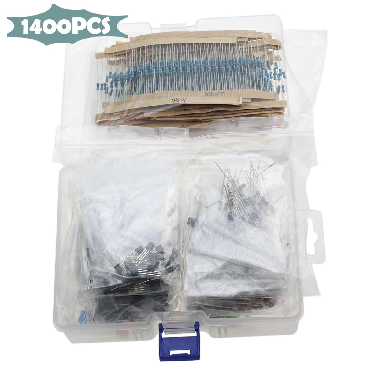 Kit de boîte de coordinateur électronique, film métallique, résistance, ul, puzzles électrolytiques, pièces de bricolage à diode LED en céramique, 1400 pièces