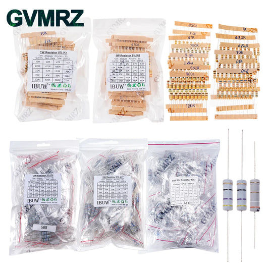 Kit d'assortiment de résistances à Film métallique, résistance 1/2W 1W 2W 3W 5%, 30 types chacun, 5/10 pièces 1R ~ 750R 1K ~ 820K Ohm