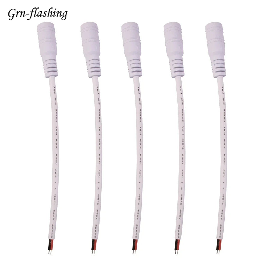 Câble d'Alimentation Mâle et Femelle de 5/10x5.5mm, Connecteur d'Adaptateur Jack pour CCTV, Document Unique 2.1, 3528, Bande Lumineuse LED, 1/5050 Pièces