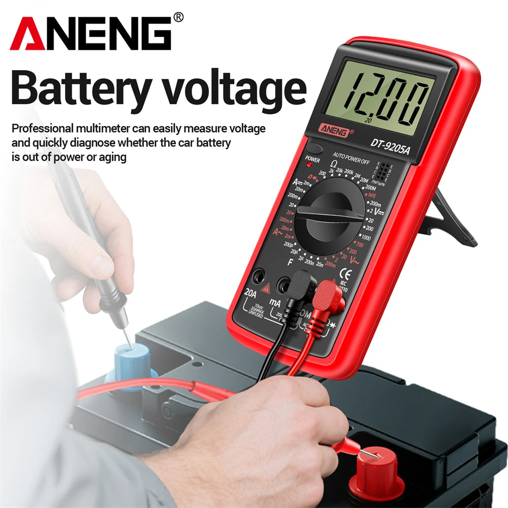 Multimètre numérique professionnel ANENG DT9205A 1999 points True RMS testeur de tension de Transistor AC/DC outil multimètre à plage automatique