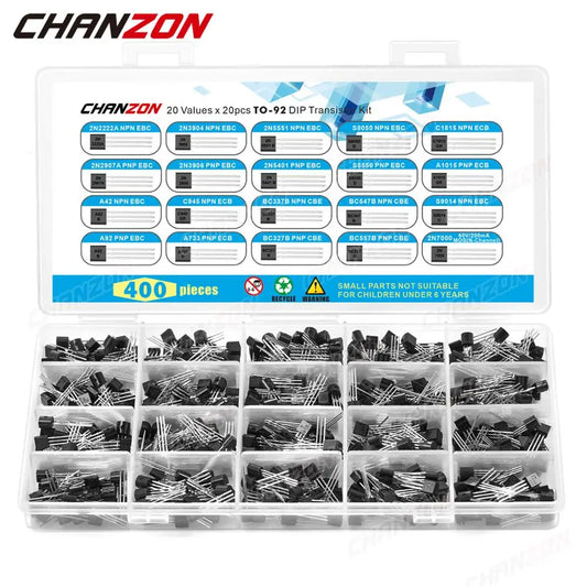 Kit transistor TO-92 NPN PNP, WieshammBC547 2N7000 2N3904 2N5551 BC337 BC557 2N3906 2N2222A S8050 2N5401 BC327 2SC1815