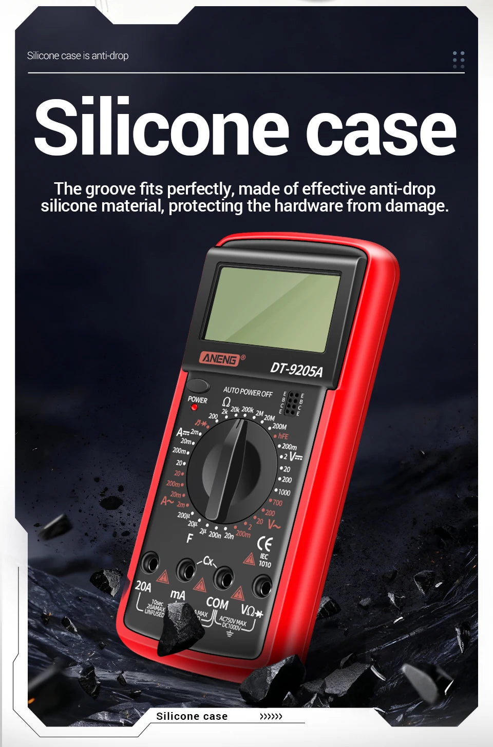 Multimètre numérique professionnel ANENG DT9205A 1999 points True RMS testeur de tension de Transistor AC/DC outil multimètre à plage automatique