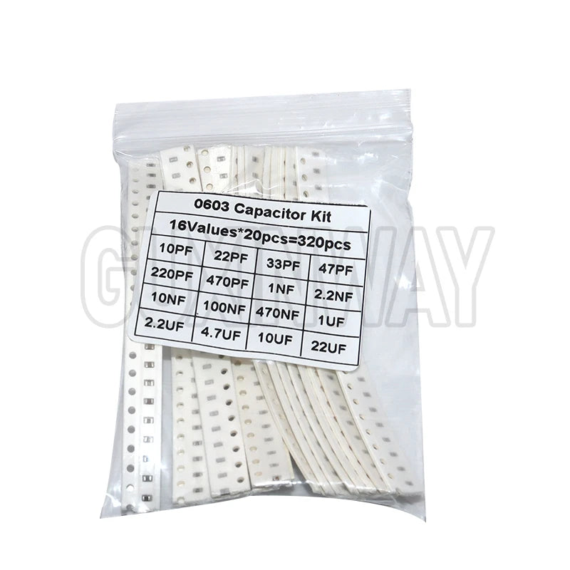 320 pièces 720 pièces 0603 0805 1206 Kit de condensateur SMD Kit assorti 16/36/values 1PF ~ 1UF