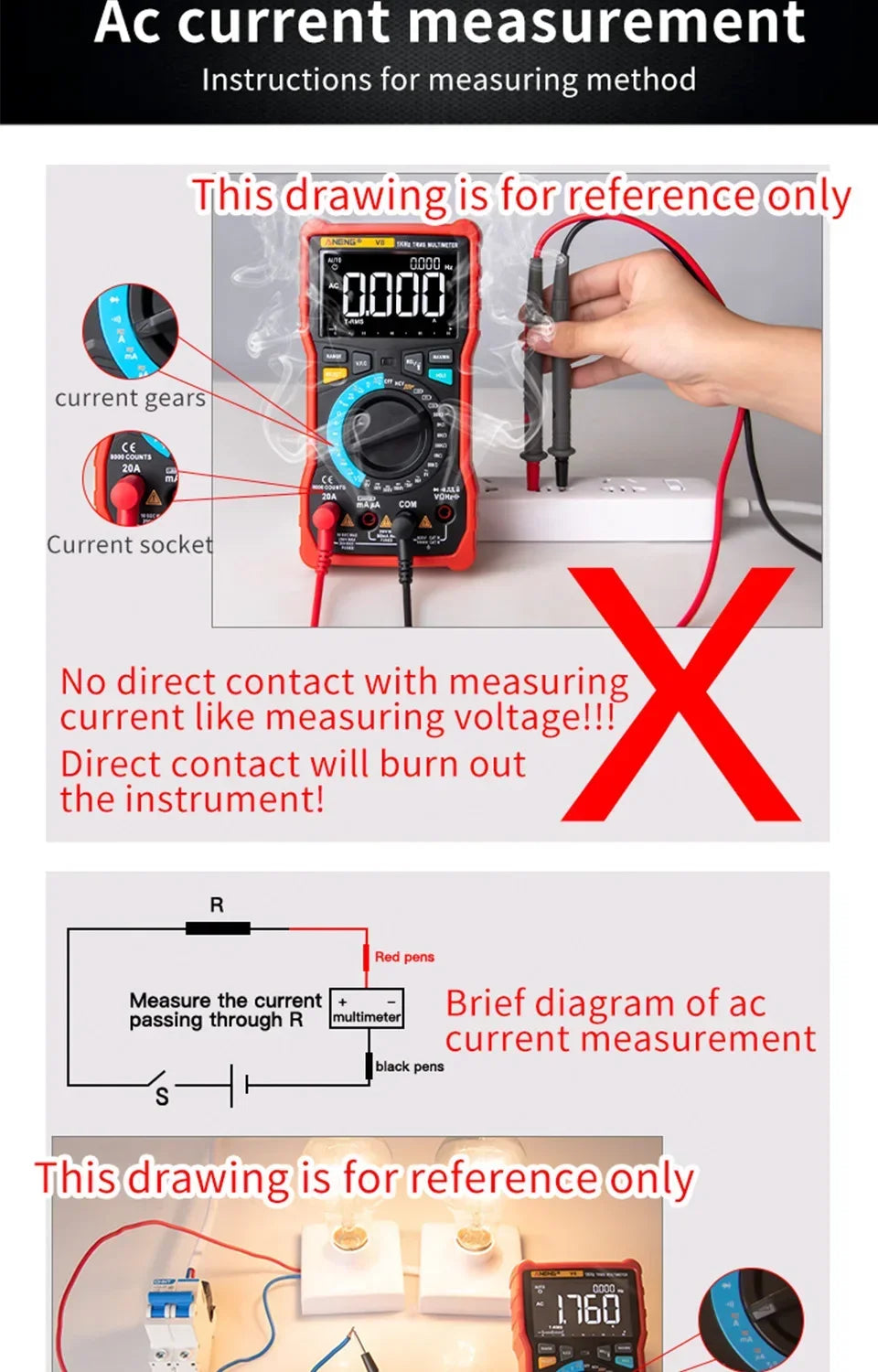 ANENG DT9205A multimètre numérique testeur de Transistor AC/DC compteur de Test électrique NCV professionnel analogique gamme automatique multimètre