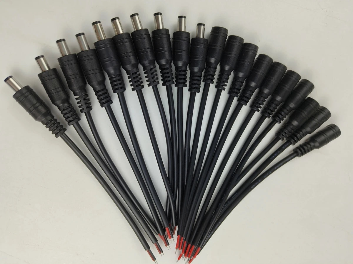 Câble d'Alimentation Mâle et Femelle de 5/10x5.5mm, Connecteur d'Adaptateur Jack pour CCTV, Document Unique 2.1, 3528, Bande Lumineuse LED, 1/5050 Pièces