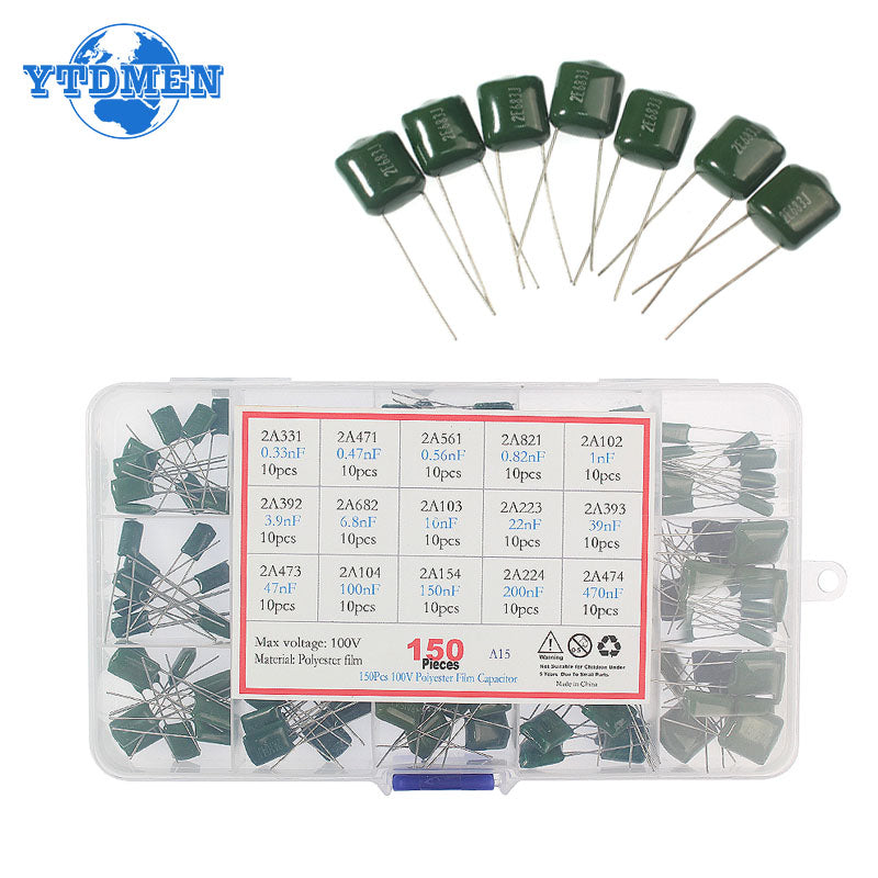 Kit de puzzles en film polyester, 150/180/620 pièces, 100V, 1nF, 1.5nF, 2.2nF, 100nF, 2Import J, 2A471J, 2A222J, 2A392J, 2A332J, 2A472J, 2A103J, 2A473J