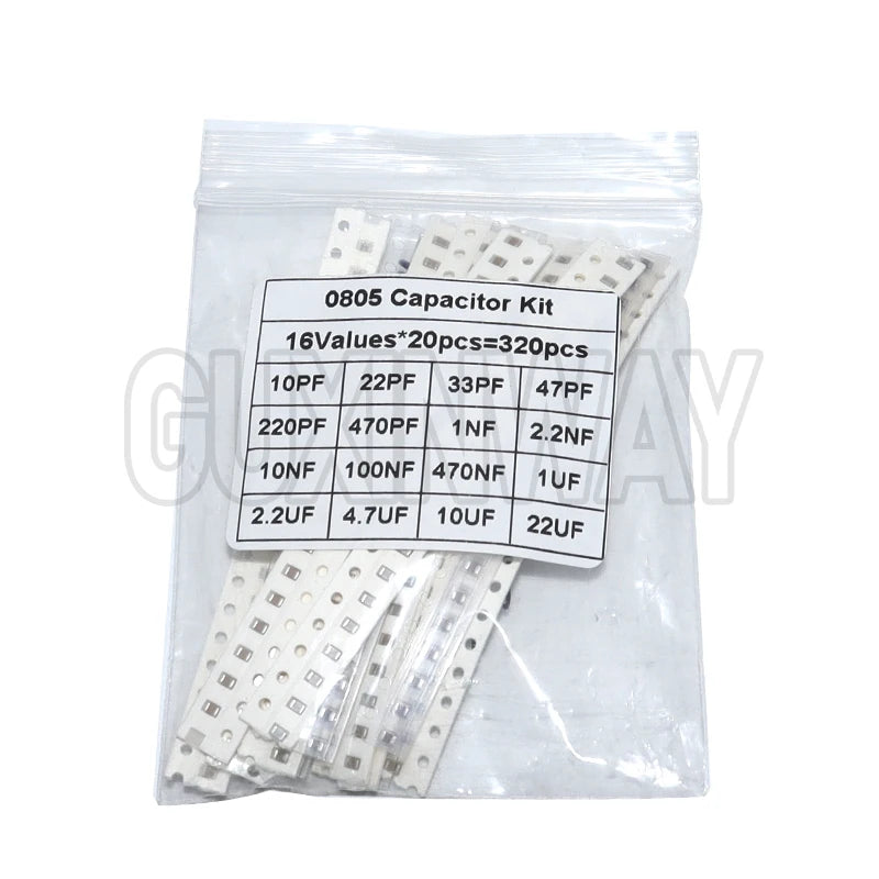 320 pièces 720 pièces 0603 0805 1206 Kit de condensateur SMD Kit assorti 16/36/values 1PF ~ 1UF