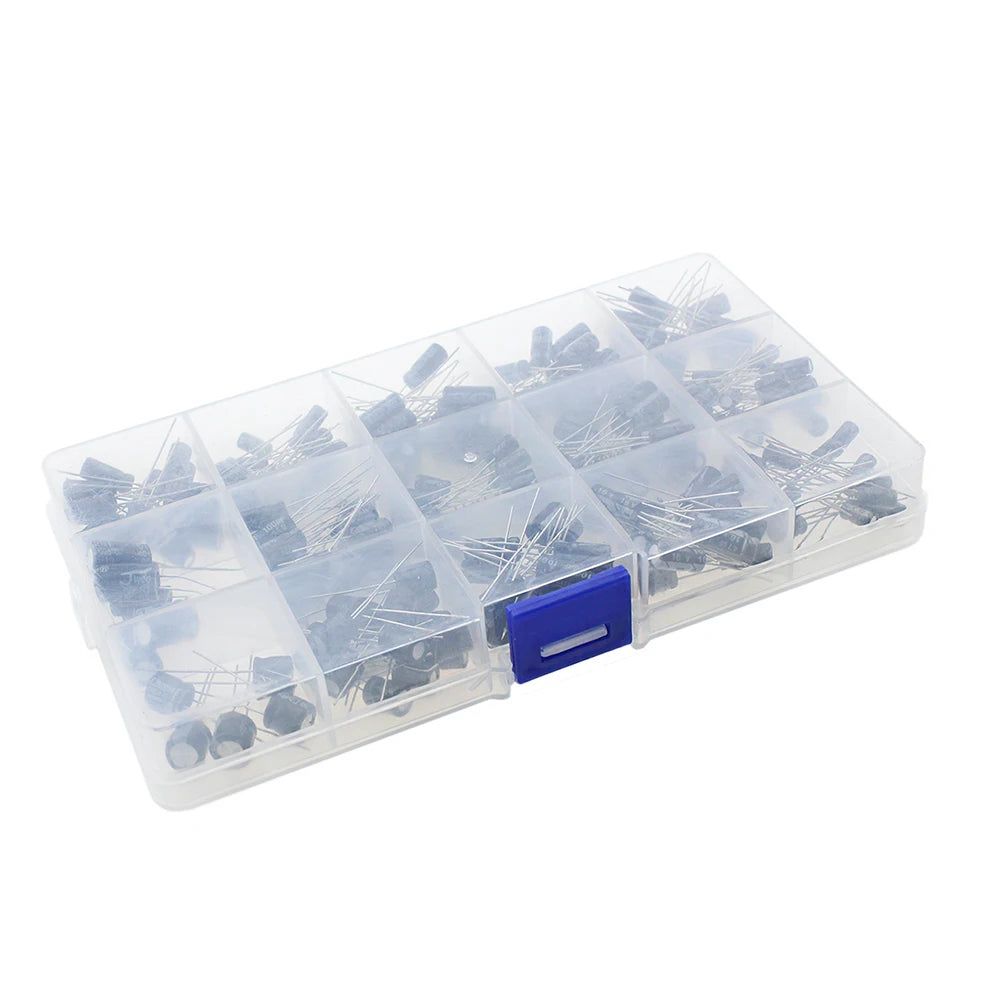 120/200/500 pièces 16V 25V 50V 0.1uF - 1000uF condensateur électrolytique en aluminium Kit assorti boîte 1uF 4.7uF 10uF 47uF 220uF 330uF 470uF