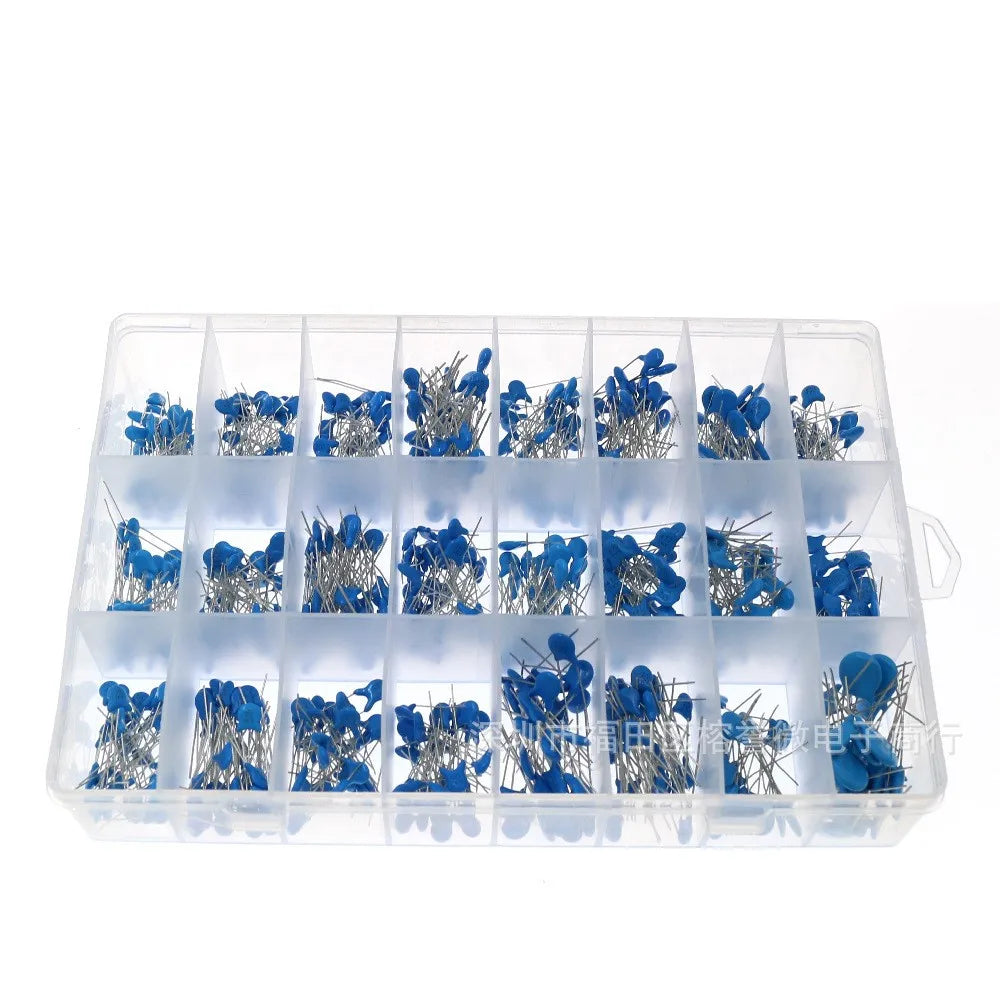 700 pièces, 24 valeurs 0,1nF- 22nF 1KV assortiment de condensateurs céramiques haute tension bleus kit de boîte mixte