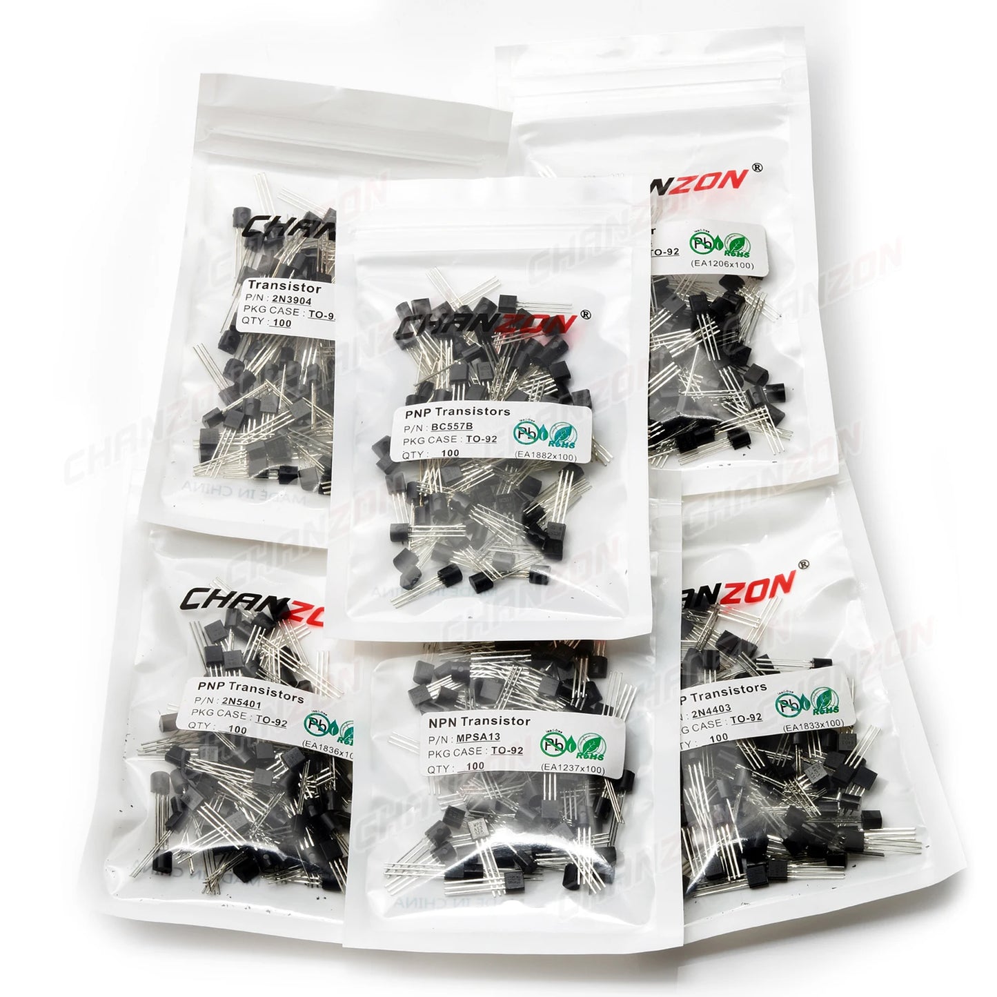 TO-92-Transistor NPN PNP, Bc547, 2N3904, 2N7000, 2N2222A, 2N5551, 2N3906, Bc3ino B, Bc557B, S8050, S8550, 2N5401, Bc547B, 2N4401, 2Sa1015, 100 pièces