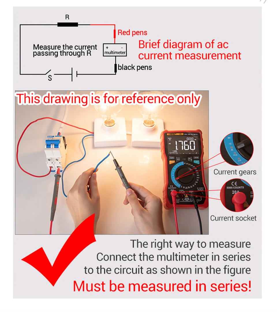Multimètre numérique professionnel ANENG DT9205A 1999 points True RMS testeur de tension de Transistor AC/DC outil multimètre à plage automatique