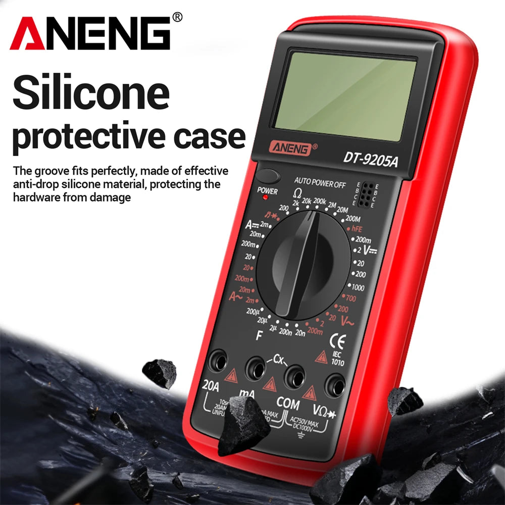 Multimètre numérique professionnel ANENG DT9205A 1999 points True RMS testeur de tension de Transistor AC/DC outil multimètre à plage automatique