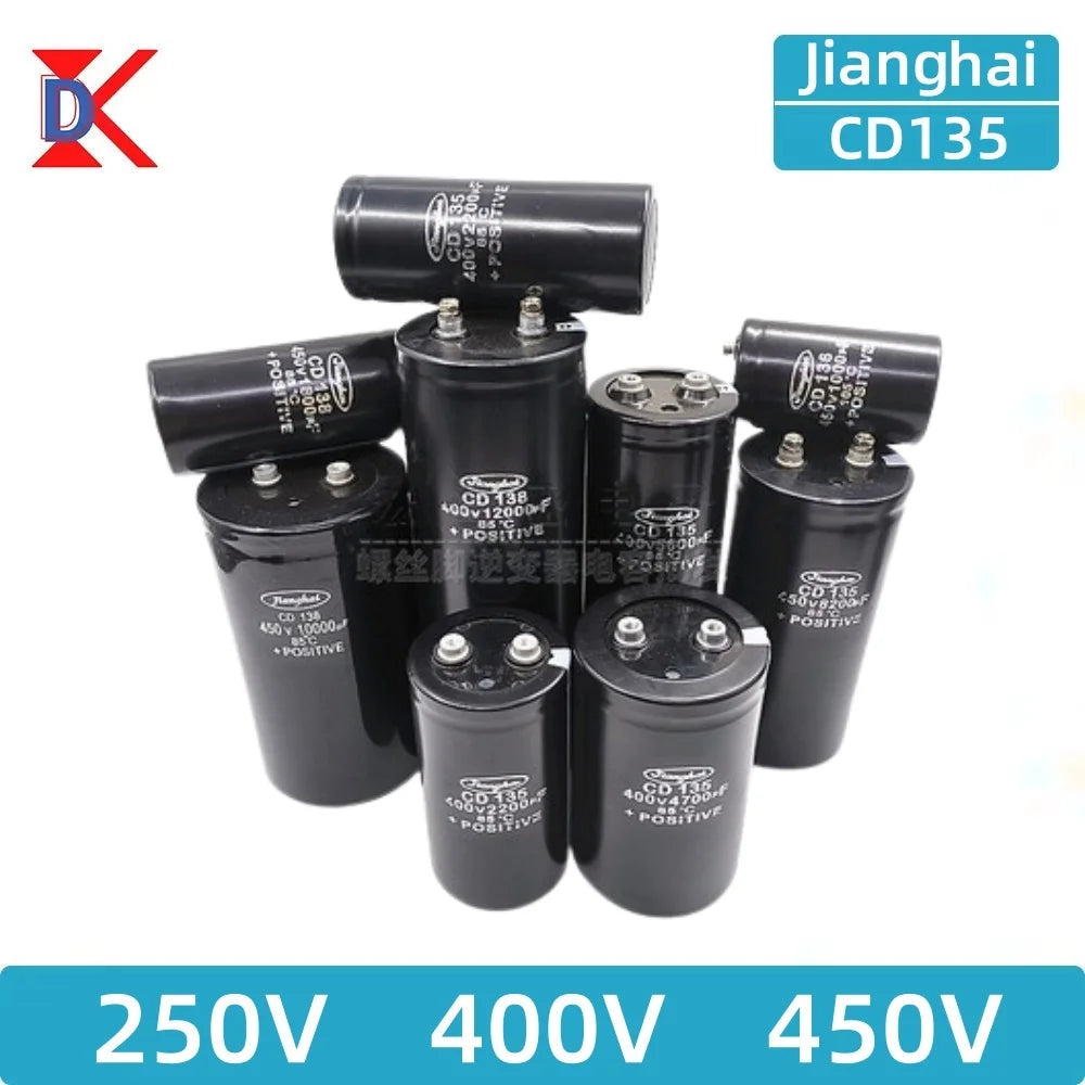 JiangHai-Boulon de puzzles électrolytiques Inverter, 250V, 400V, 450V, 1000UF, 1500UF, 1800UF, 2000UF, 2200UF, 2700UF, 3300UF, 3900UF, 4700UF 5600UF 6800UF 8200UF 10000UF 12000UF 15000UF 22000UF 33000UF