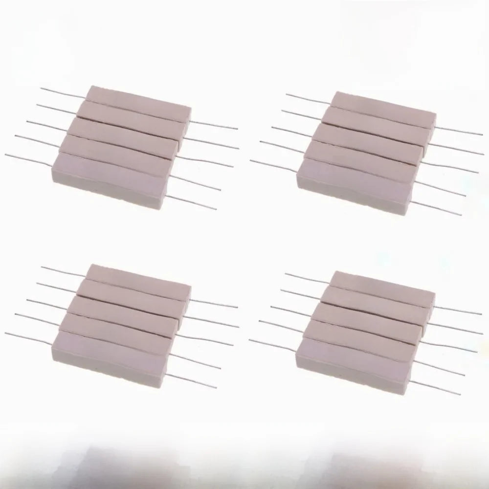 10 pièces, résistance en ciment céramique 10W 5% dans un paquet 0.1R 0.22 0.33 0.5 Ohm 6.8K 0.25R 0.5R 3R 12R 100R 1K 10K résistances Non inductives