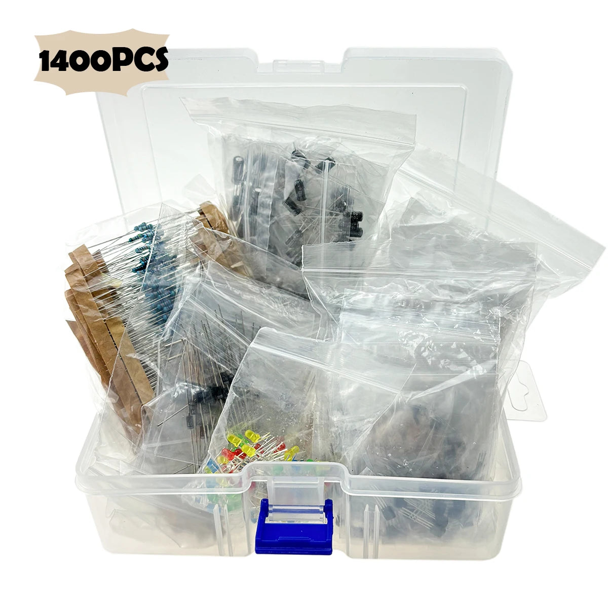 Kit de boîte de coordinateur électronique, film métallique, résistance, ul, puzzles électrolytiques, pièces de bricolage à diode LED en céramique, 1400 pièces