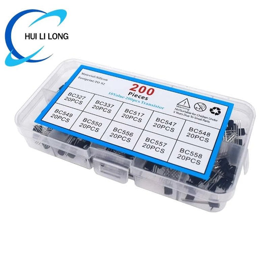 Assortiment de transistors PNP NPN TO - 92, 200 pièces, Kit de transistors, boîte d'assortiment BC327 BC337 BC517 BC547 BC548 BC549 BC550 BC556 BC557 - electronique val - alain