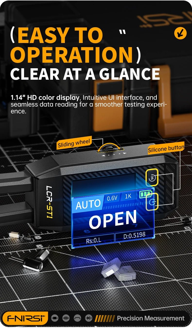 FNIRSI LCR - ST1 Mini pince à épiler intelligente LCR SMD ESR testeur résistance capacité Inductance continuité Diode Test outils de mesure - electronique val - alain