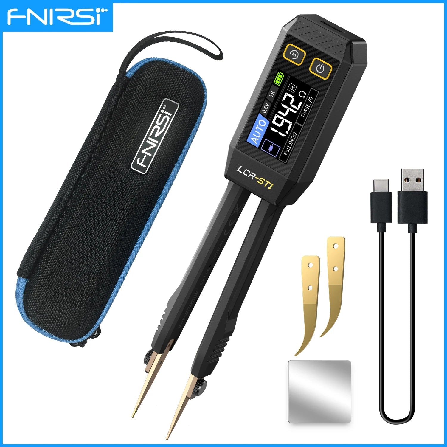 FNIRSI LCR - ST1 Mini pince à épiler intelligente LCR SMD ESR testeur résistance capacité Inductance continuité Diode Test outils de mesure - electronique val - alain