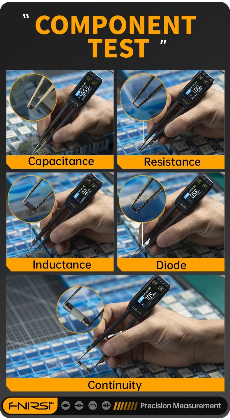 FNIRSI LCR - ST1 Mini pince à épiler intelligente LCR SMD ESR testeur résistance capacité Inductance continuité Diode Test outils de mesure - electronique val - alain