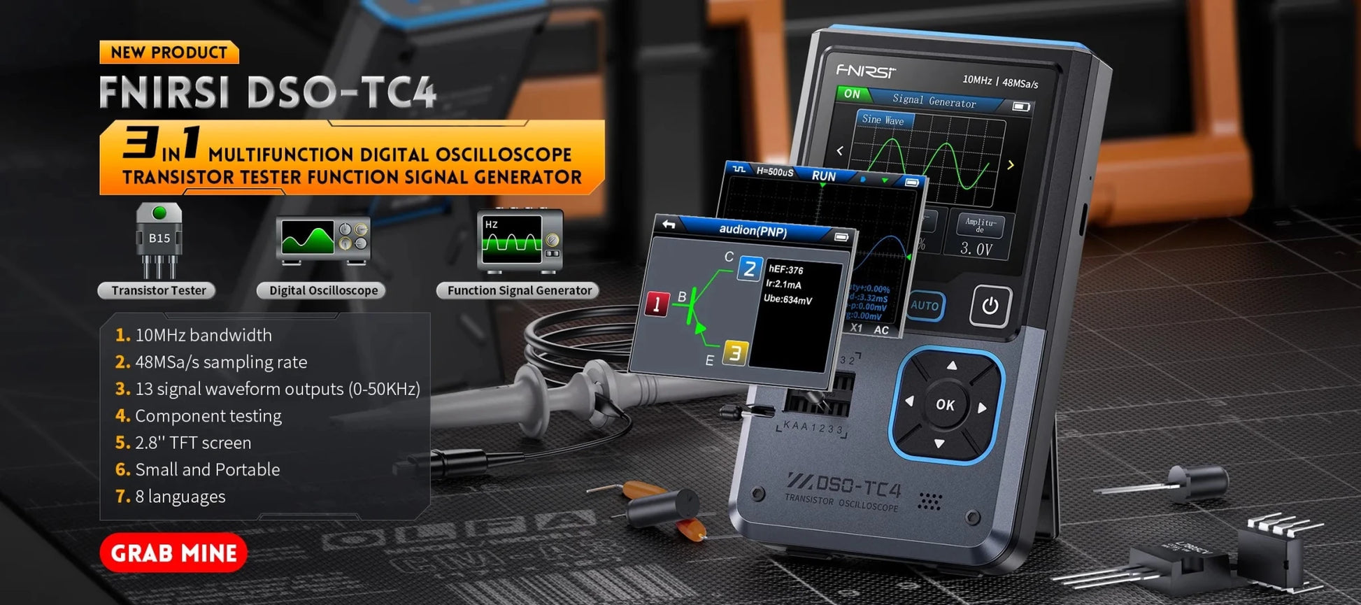 FNIRSI LCR - ST1 Mini pince à épiler intelligente LCR SMD ESR testeur résistance capacité Inductance continuité Diode Test outils de mesure - electronique val - alain