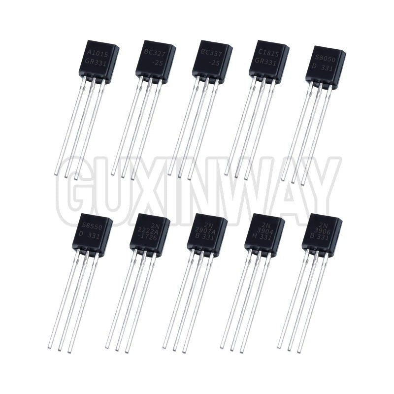 Kit de transistors BJT, 200 pièces, Transistors de puissance bipolaires A1015 BC327 BC337 C1815 S8050 S8850 2N2222 2N2907 2N3904 2N3906 PNP NPN - electronique val - alain