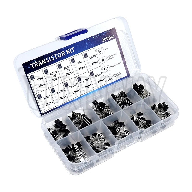 Kit de transistors BJT, 200 pièces, Transistors de puissance bipolaires A1015 BC327 BC337 C1815 S8050 S8850 2N2222 2N2907 2N3904 2N3906 PNP NPN - electronique val - alain