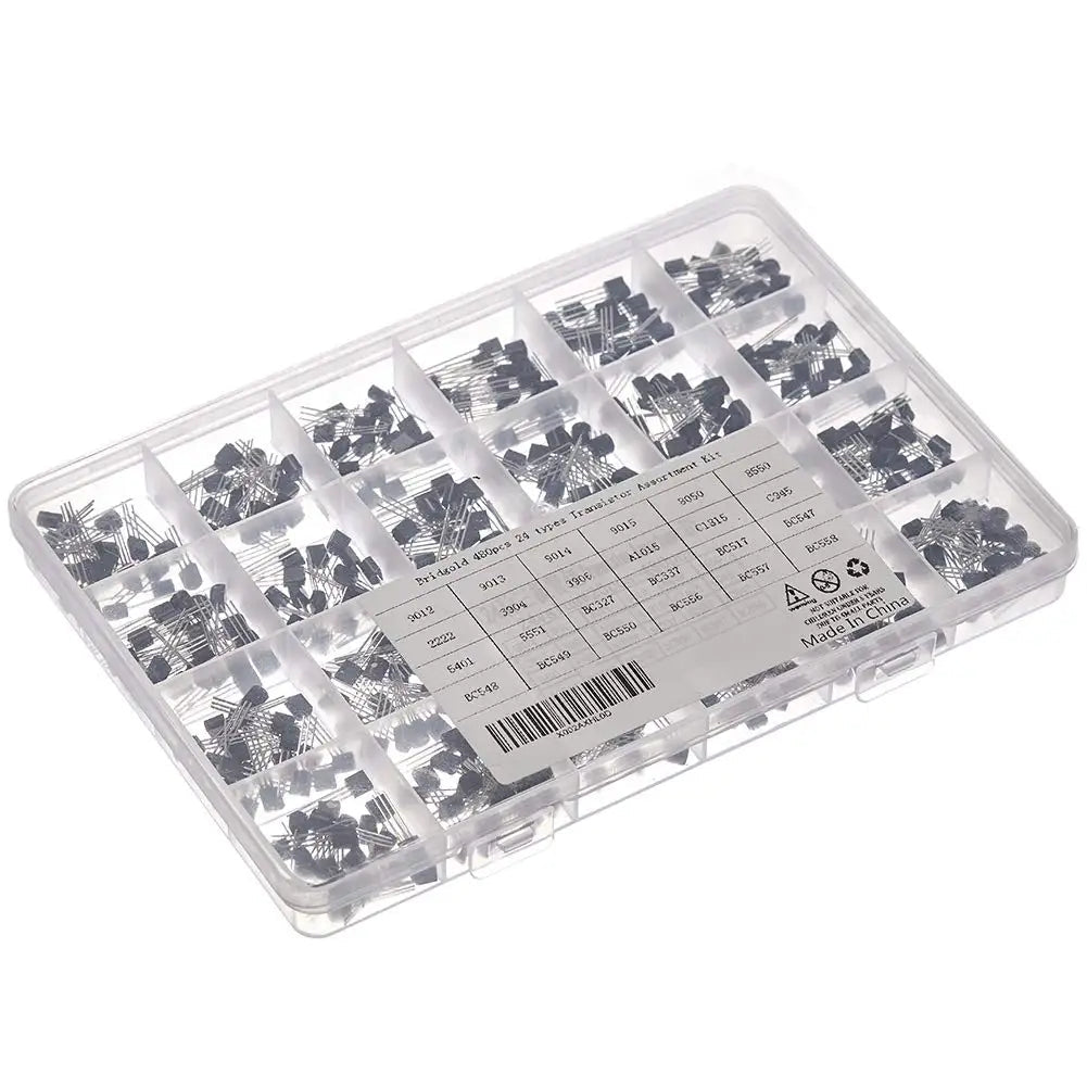 Kit de ul BJT à triode, A1015, BC327, BC337, C1815, S8050, S8850, 2N2222, 2N2907, 2N3904, 2N3906, TO92, PNP, NPN, 480 pièces - electronique val - alain