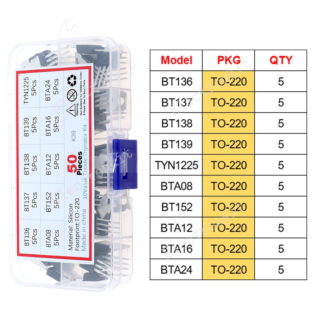 SOP - 23 SOP - 223 TO - 252 TO - 92 TO - 92L TO - 126 TO - 220 Mosfet Triode Thyristor régulateur de tension PNP/NPN Kit d'assortiment de transistors - electronique val - alain
