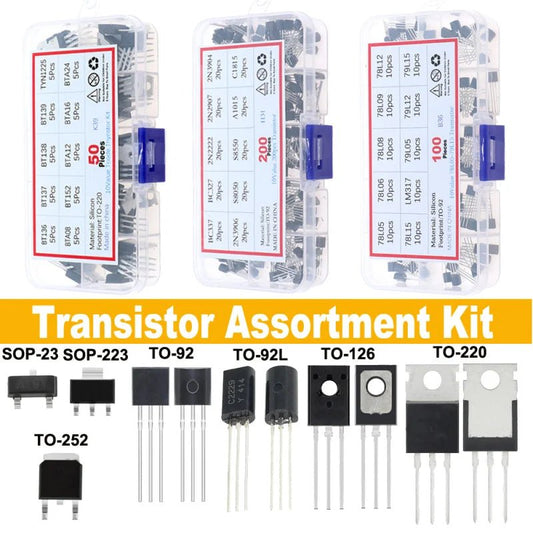 SOP - 23 SOP - 223 TO - 252 TO - 92 TO - 92L TO - 126 TO - 220 Mosfet Triode Thyristor régulateur de tension PNP/NPN Kit d'assortiment de transistors - electronique val - alain