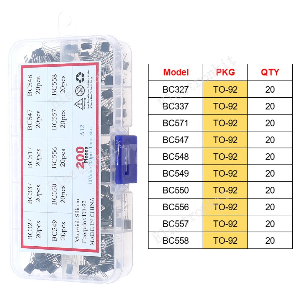 SOP - 23 SOP - 223 TO - 252 TO - 92 TO - 92L TO - 126 TO - 220 Mosfet Triode Thyristor régulateur de tension PNP/NPN Kit d'assortiment de transistors - electronique val - alain