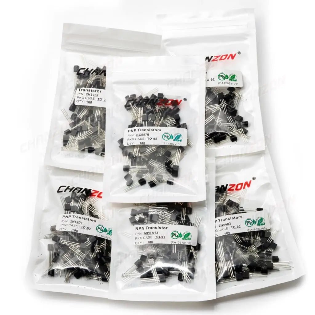 TO - 92 - Transistor NPN PNP, Bc547, 2N3904, 2N7000, 2N2222A, 2N5551, 2N3906, Bc3ino B, Bc557B, S8050, S8550, 2N5401, Bc547B, 2N4401, 2Sa1015, 100 pièces - electronique val - alain